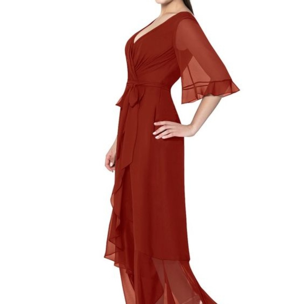Elegant Rust Colored Bridesmaid Formal Dress